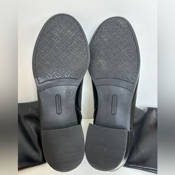 Etienne Aigner Chastity Leather Riding Boots Black Brown Size 7.5 - Picture 6 of 14